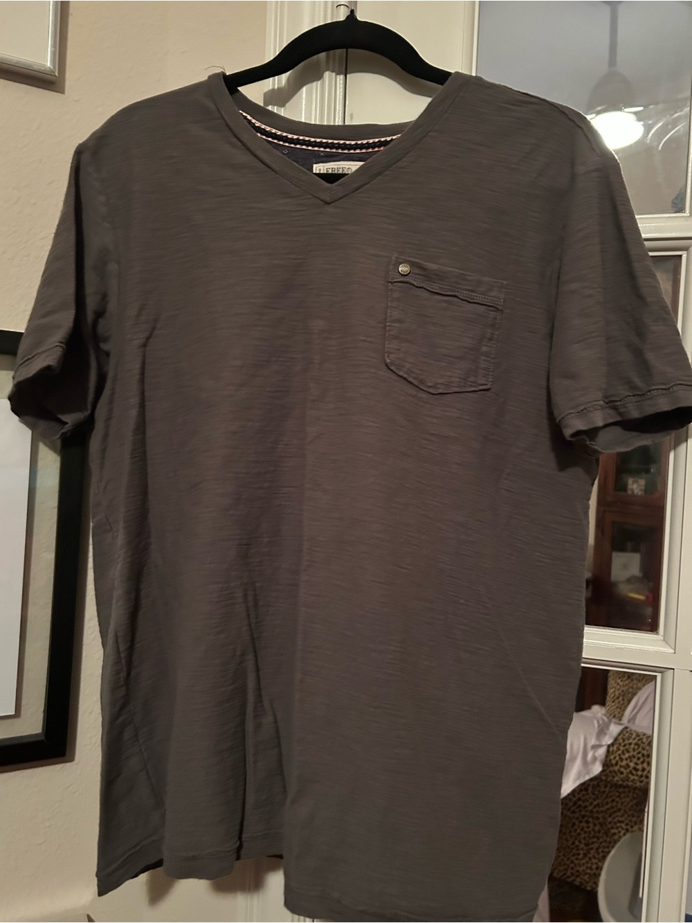 Free Planet Men's V-Neck Pocket Tee - Charcoal Gray